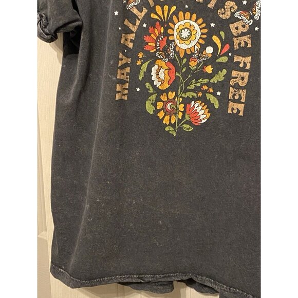 Anthropologie Women's S Black and Grey T-shirt Hippy Boho Carefree - Picture 4 of 9